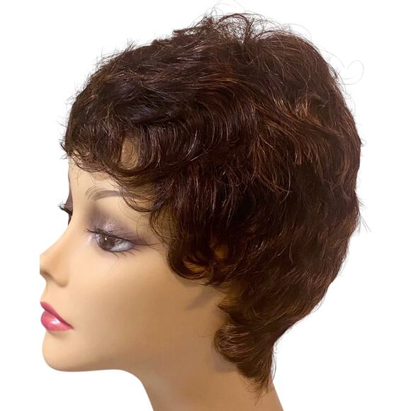 Vivica Fox Pure Stretch Cap Wig Carita FS1B/30 Off Black Copper Human Hair NWT - Picture 6 of 10